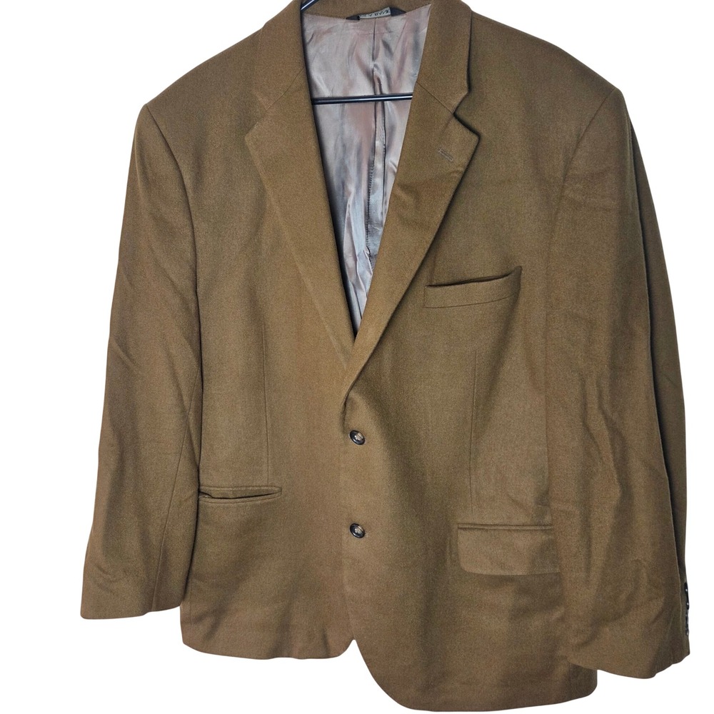 Jos A Bank Sport Coat 46R Brown 90 Wool 10 Cashmere Men's Blazer 2 Button